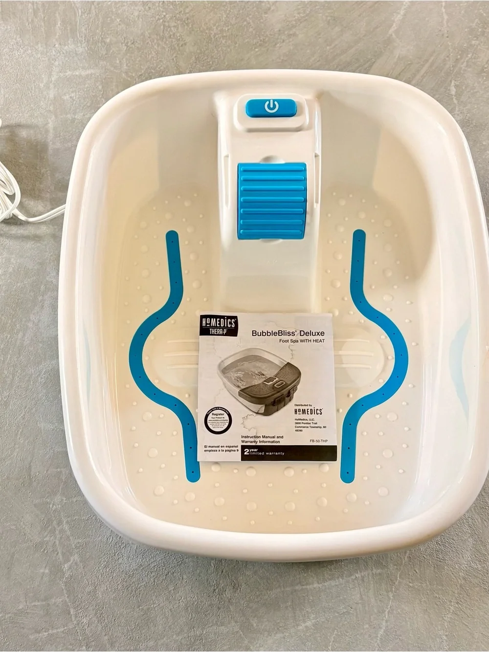 HoMedics BubbleBliss Deluxe Foot Spa Massager Bath With Heat FB-50-THP New